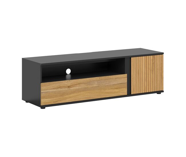 Móvel tv 1 porta 1 gaveta 155 cm pia noir e madeira
