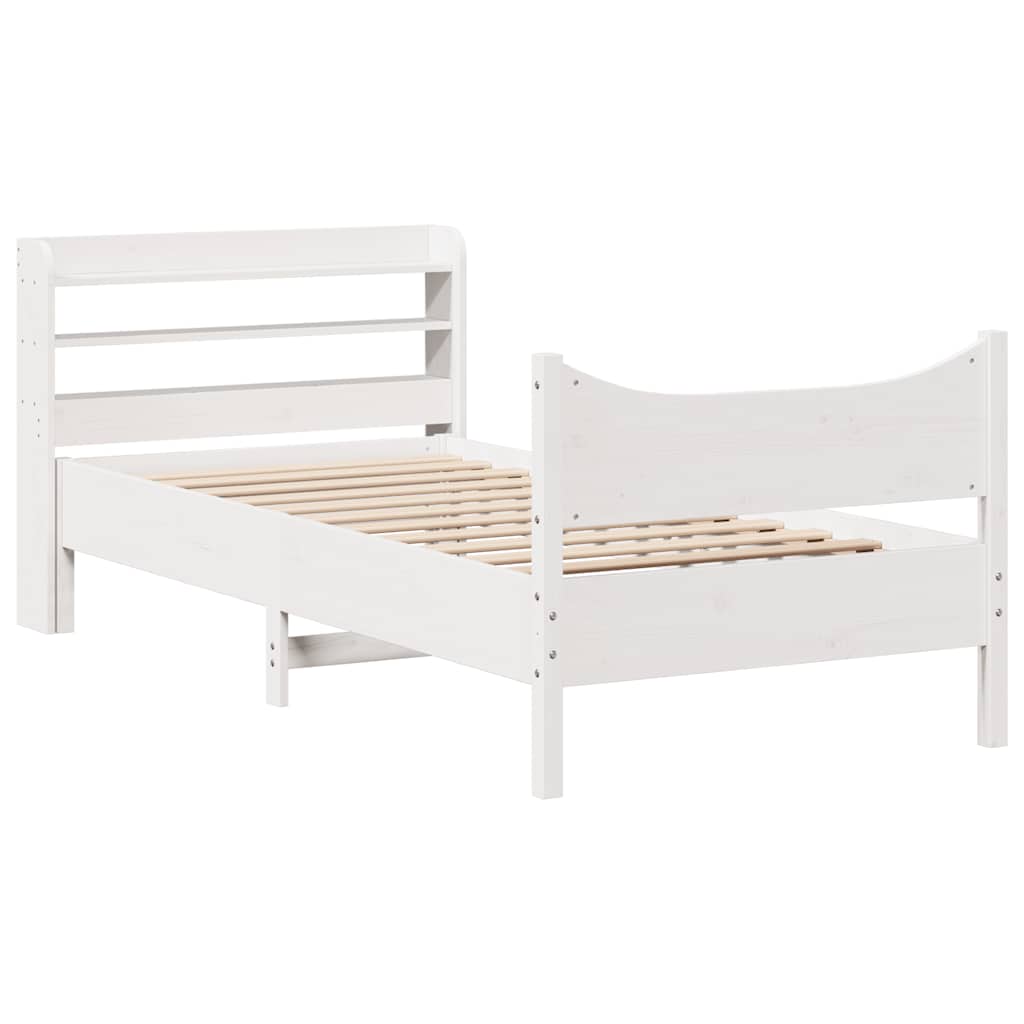 Estrutura de cama de solteiro para adultos c/ cabeceira 75x190 cm pinho maciço