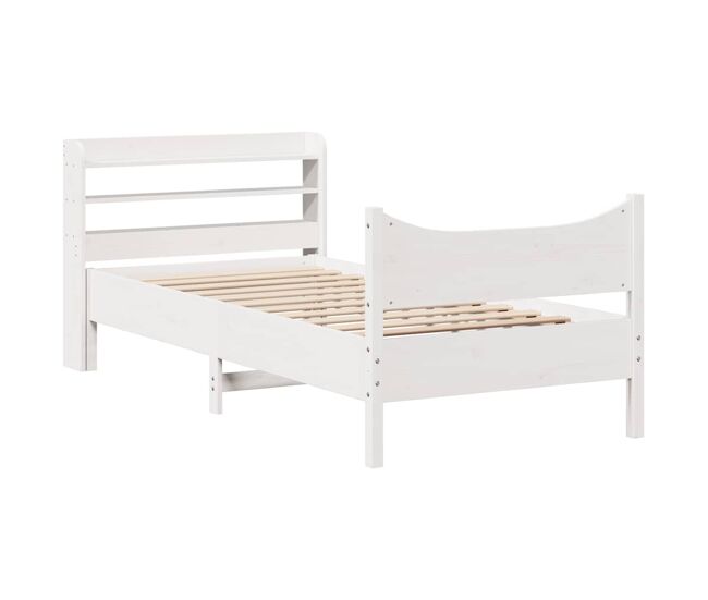 Estrutura de cama de solteiro para adultos c/ cabeceira 75x190 cm pinho maciço