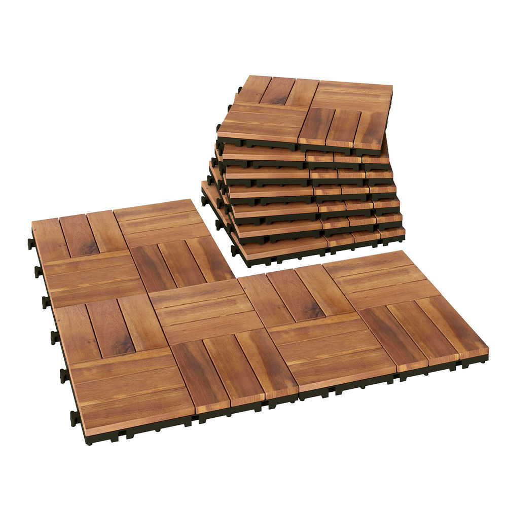 Estrado para Terraço PE, Madeira de Acácia Outsunny