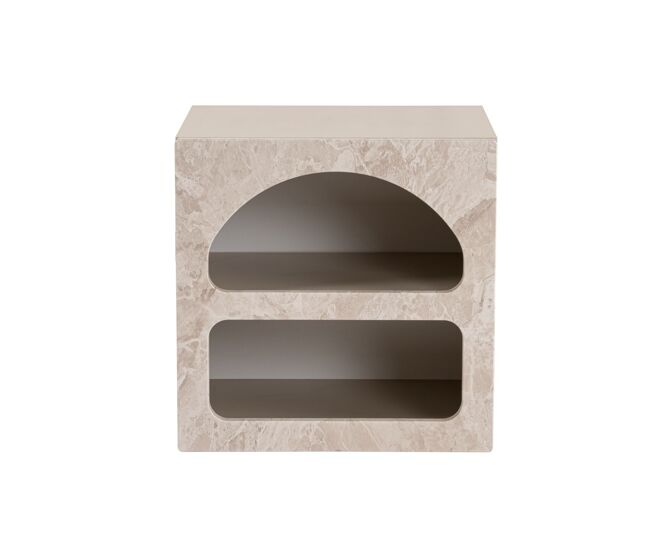 Mesa de cabeceira em madeira 50 x 40 x 50 cm - mármore travertino