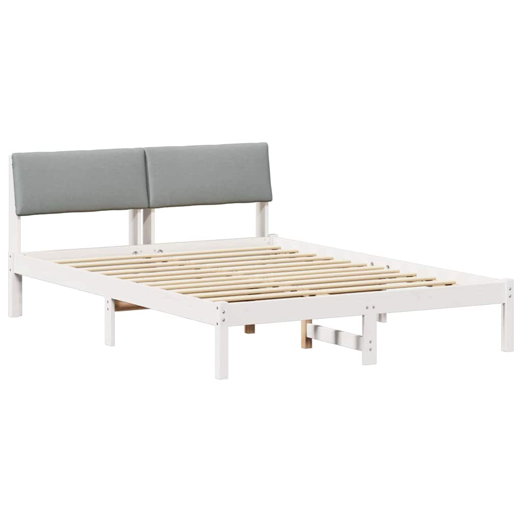Estrutura de cama de casal simple - branco e cinza claro 140 x 190 cm