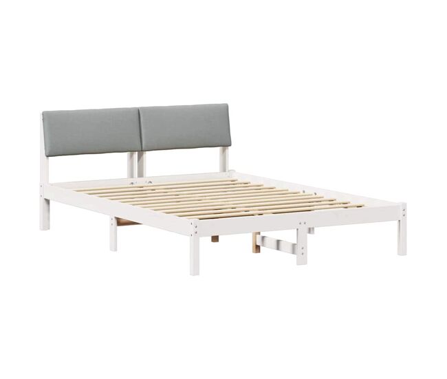 Estrutura de cama de casal simple - branco e cinza claro 140 x 190 cm