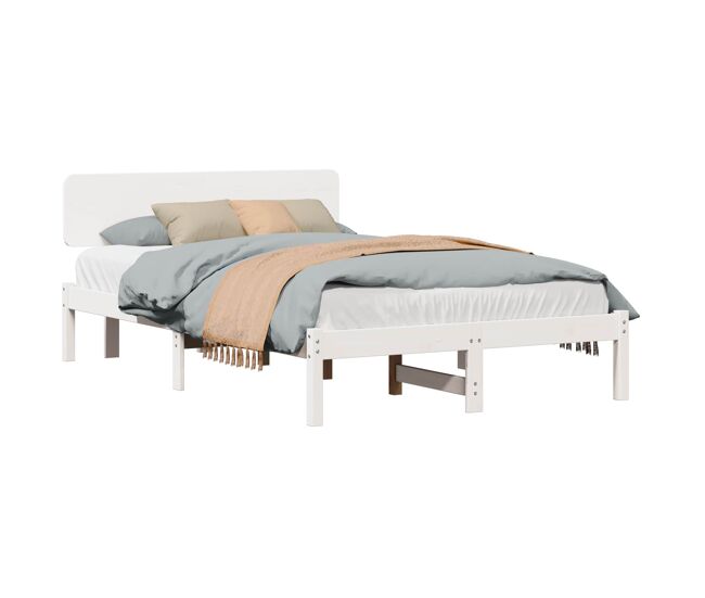Estrutura da cama de casal simple com cabeceira branco 140 x 190 cm