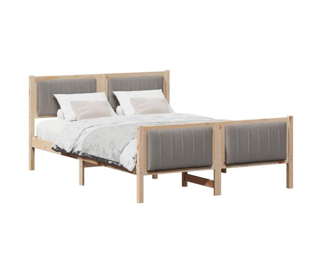 Estrutura de cama de casal com cabeceira - marrom e taupe 140 x 200 cm