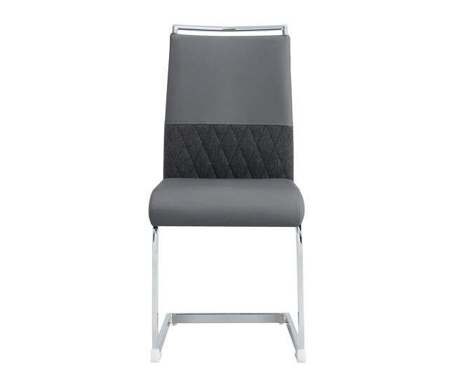 Cadeira de jantar moderna 2 unidades - encosto em pu e linho, design com franjas, cinza