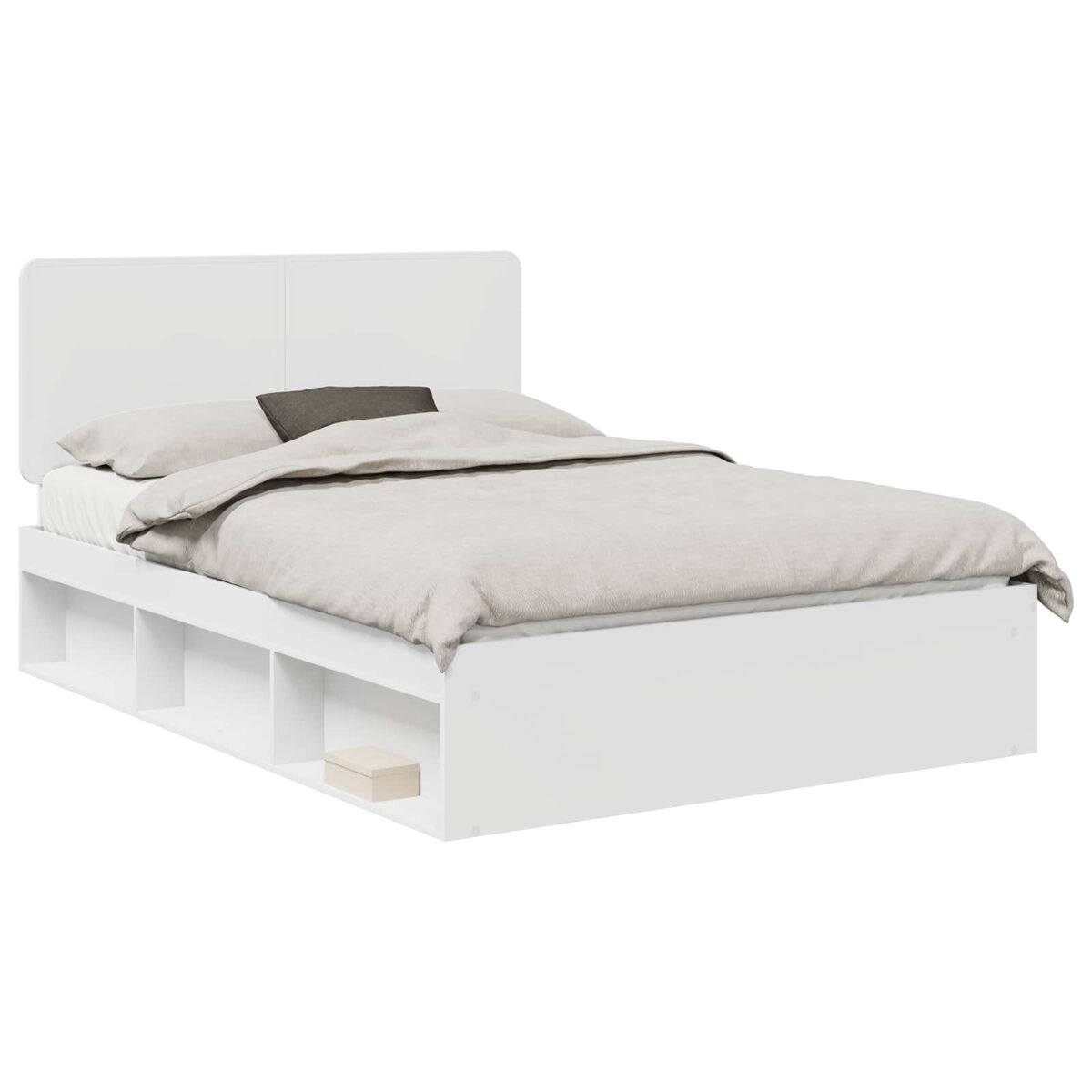 Estrutura da cama de casal simple com cabeceira branco 140 x 200 cm