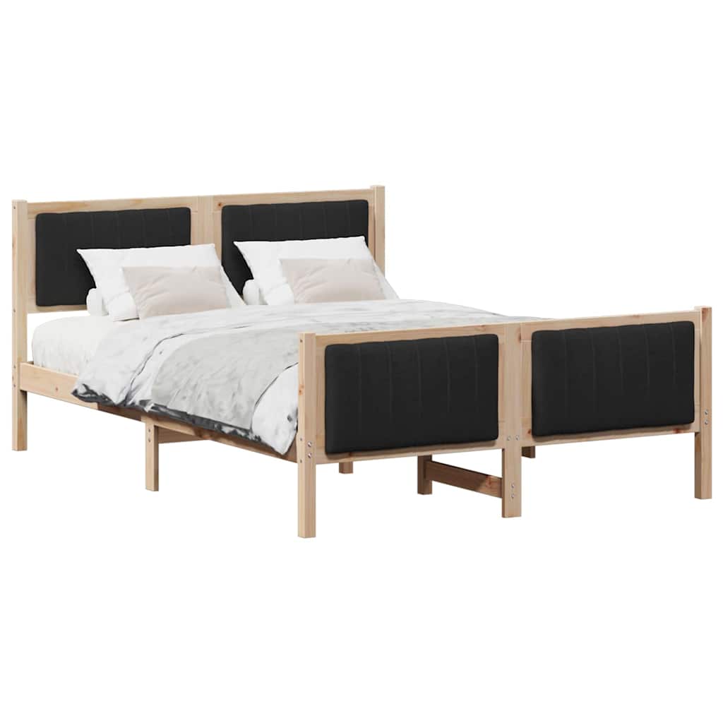 Estrutura da cama de casal simple com cabeceira castanho e preto 140 x 200 cm
