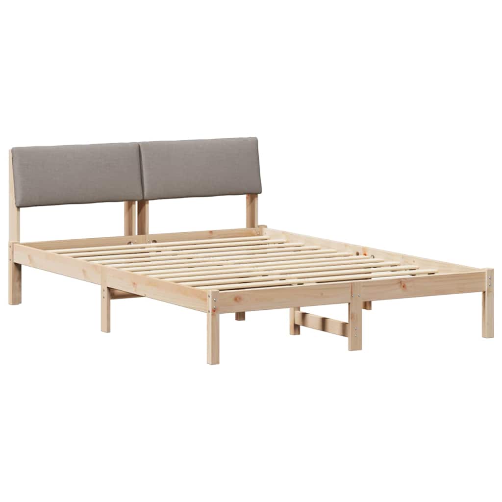 Estrutura de cama de casal com cabeceira - marrom e taupe 140 x 190 cm