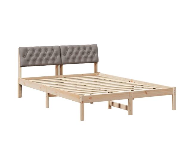 Estrutura de cama de casal com cabeceira - marrom e taupe 140 x 190 cm