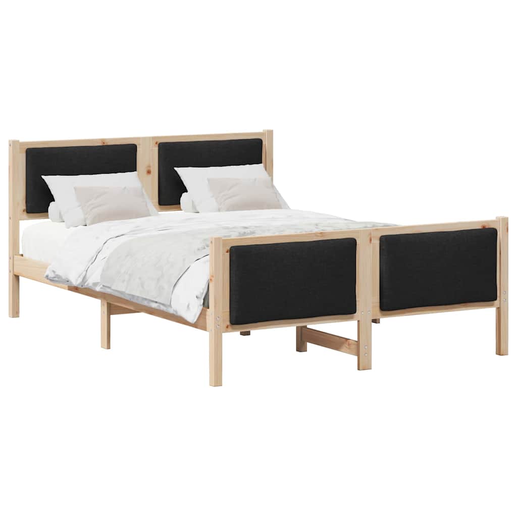 Estrutura de cama de casal com cabeceira - preto 140 x 190 cm tecido