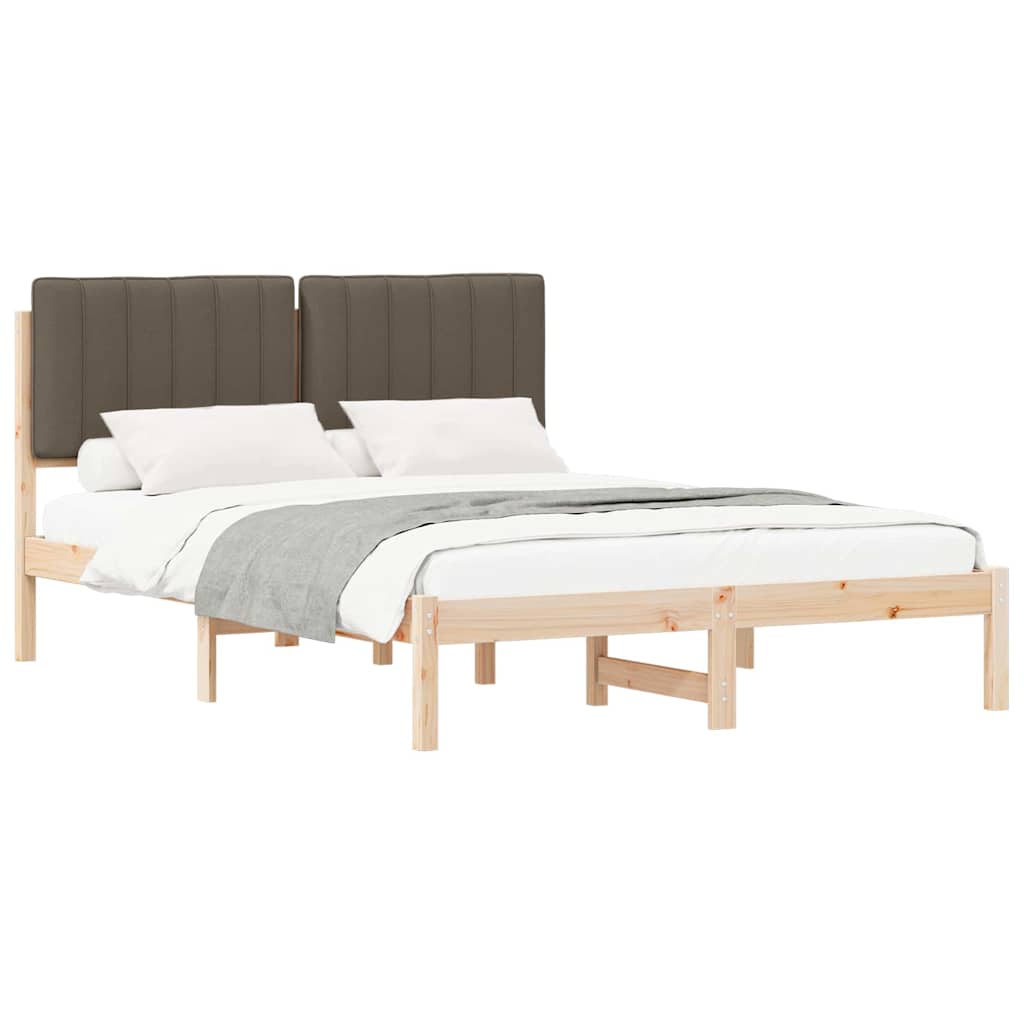 Estrutura de cama de casal moderno com cabeceira estofada cinzento-acastanhado