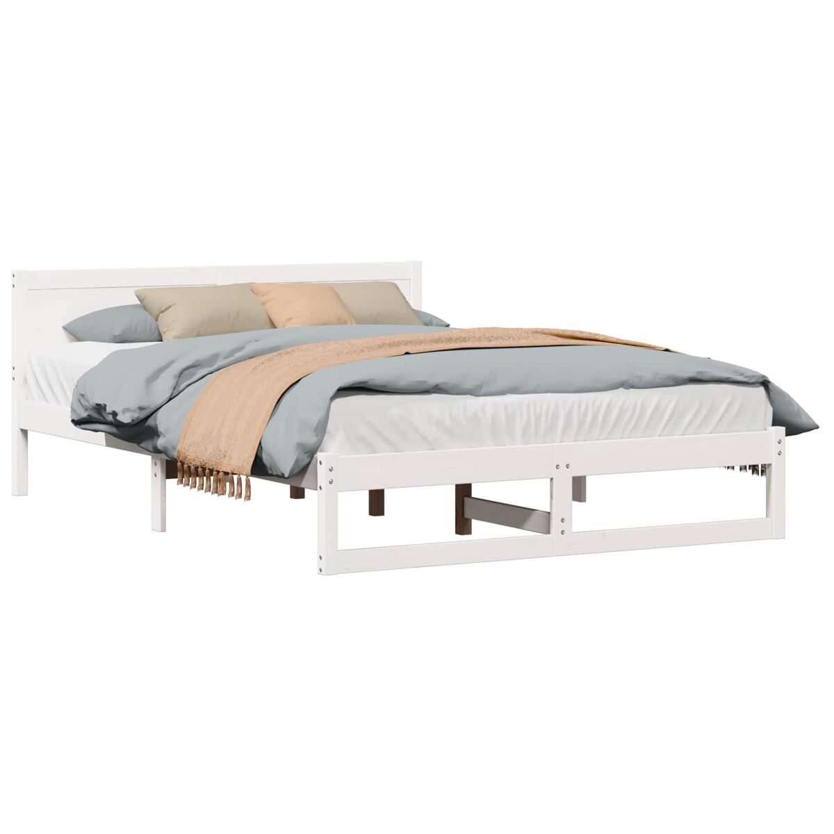 Estrutura da cama de casal simple com cabeceira branco 140 x 200 cm