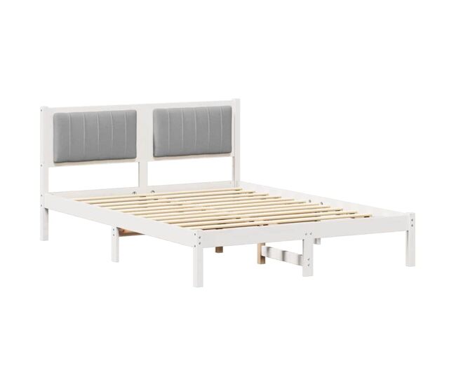 Estrutura de cama de casal moderno com cabeceira estofada cinzento-claro