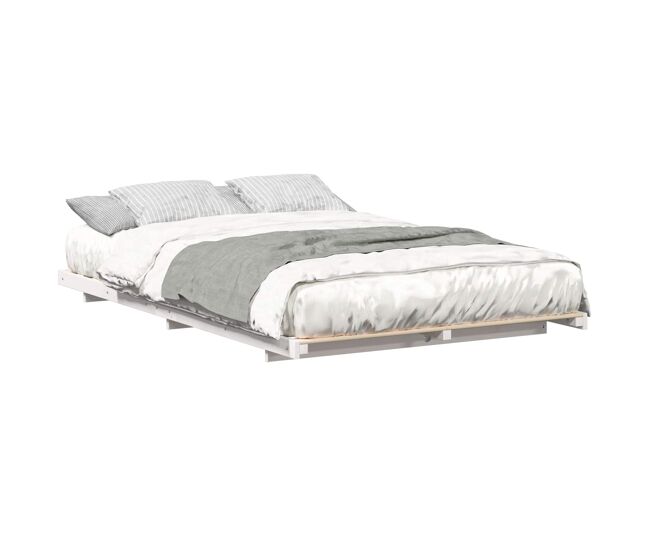 Estrutura de cama de casal simple de chão simples e minimalista - branco 135 x 190 cm