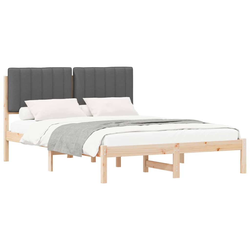 Estrutura de cama de casal moderno com cabeceira estofada cinza escuro