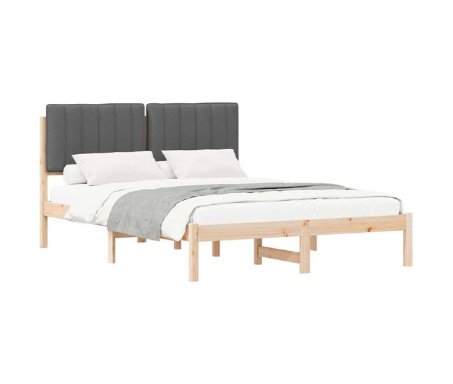 Estrutura de cama de casal moderno com cabeceira estofada cinza escuro