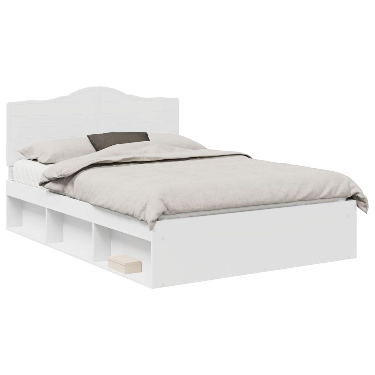 Estrutura da cama de casal simple com cabeceira branco 140 x 200 cm
