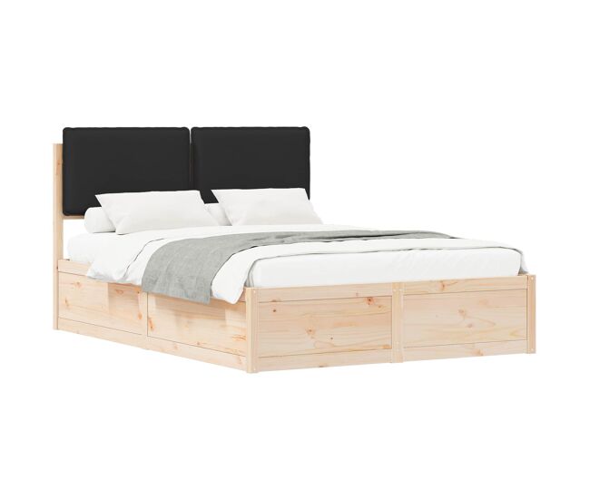 Estrutura de cama de casal moderno com cabeceira estofada preto 135 x 190 cm