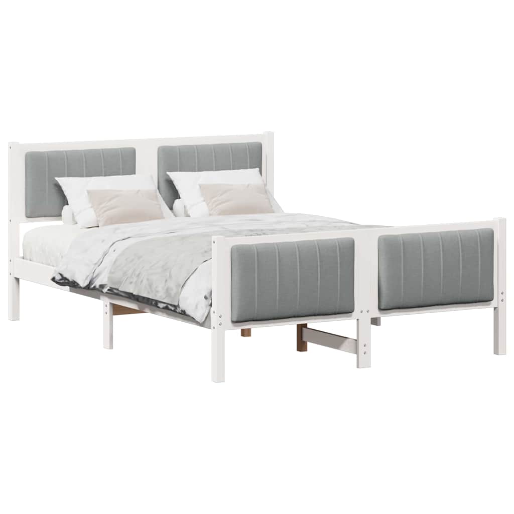 Estrutura de cama de casal simple - branco e cinza claro 140 x 200 cm