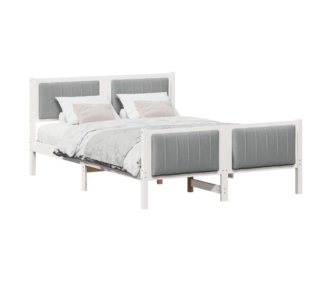 Estrutura de cama de casal simple - branco e cinza claro 140 x 200 cm