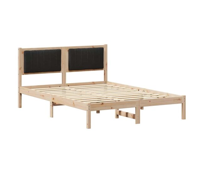 Estrutura de cama de casal moderno com cabeceira estofada preto 140 x 200 cm