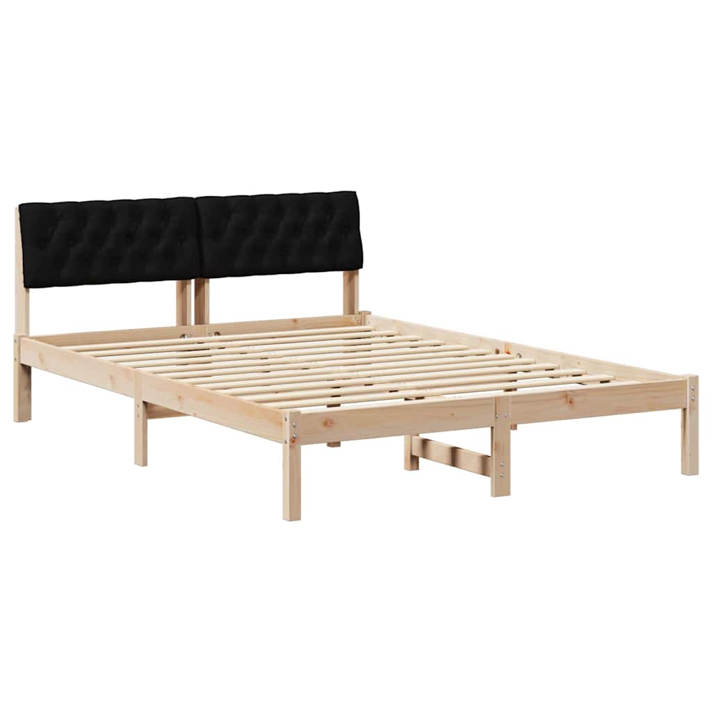 Estrutura da cama de casal simple com cabeceira castanho e preto 140 x 190 cm