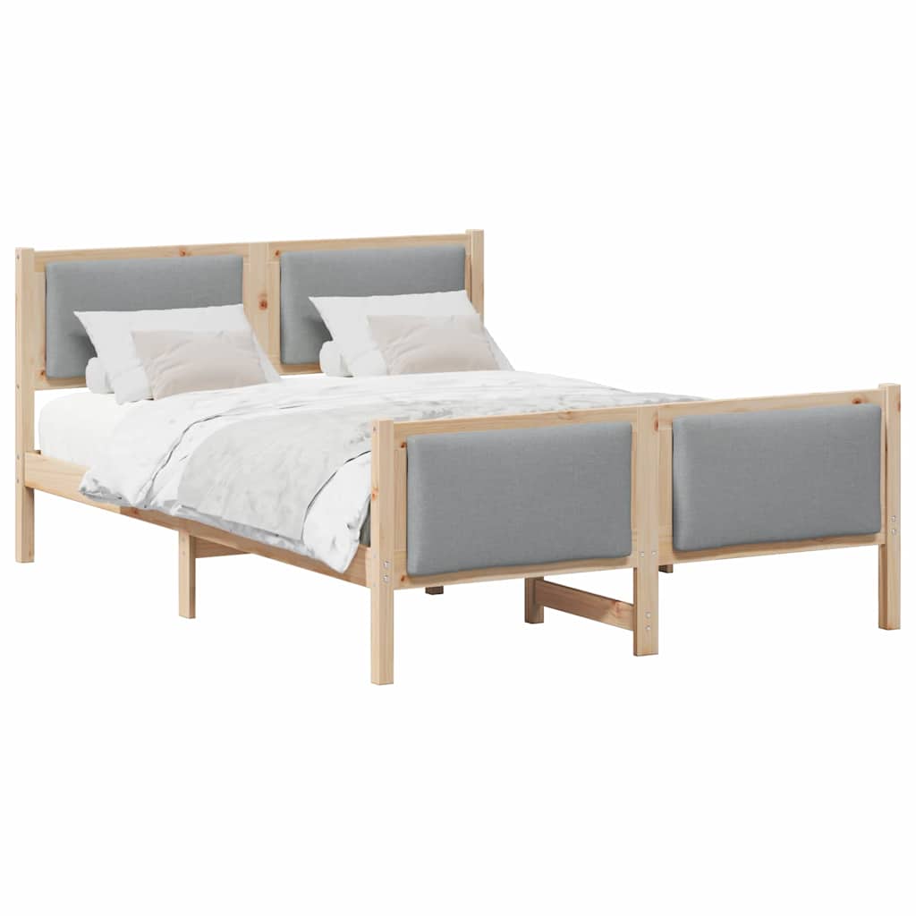 Estrutura da cama de casal simple cinzento-claro 140 x 190 cm tecido