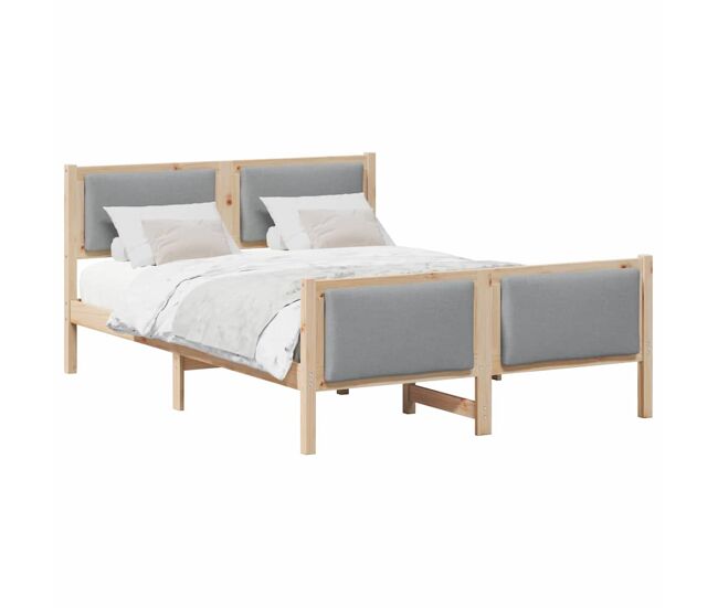 Estrutura da cama de casal simple cinzento-claro 140 x 190 cm tecido