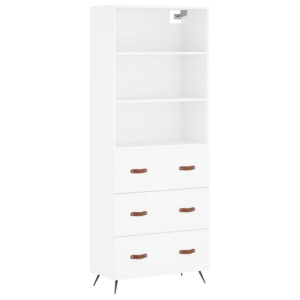 Armário alto - bufete - móvel de apoio 69,5x34x180 cm derivados de madeira branco pt628
