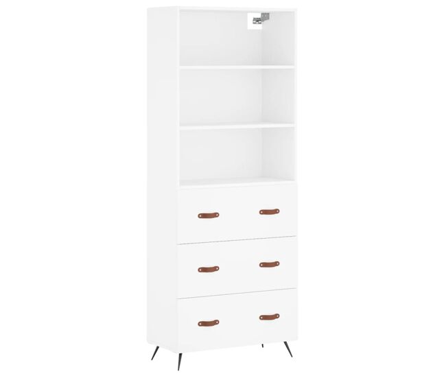 Armário alto - bufete - móvel de apoio 69,5x34x180 cm derivados de madeira branco pt628
