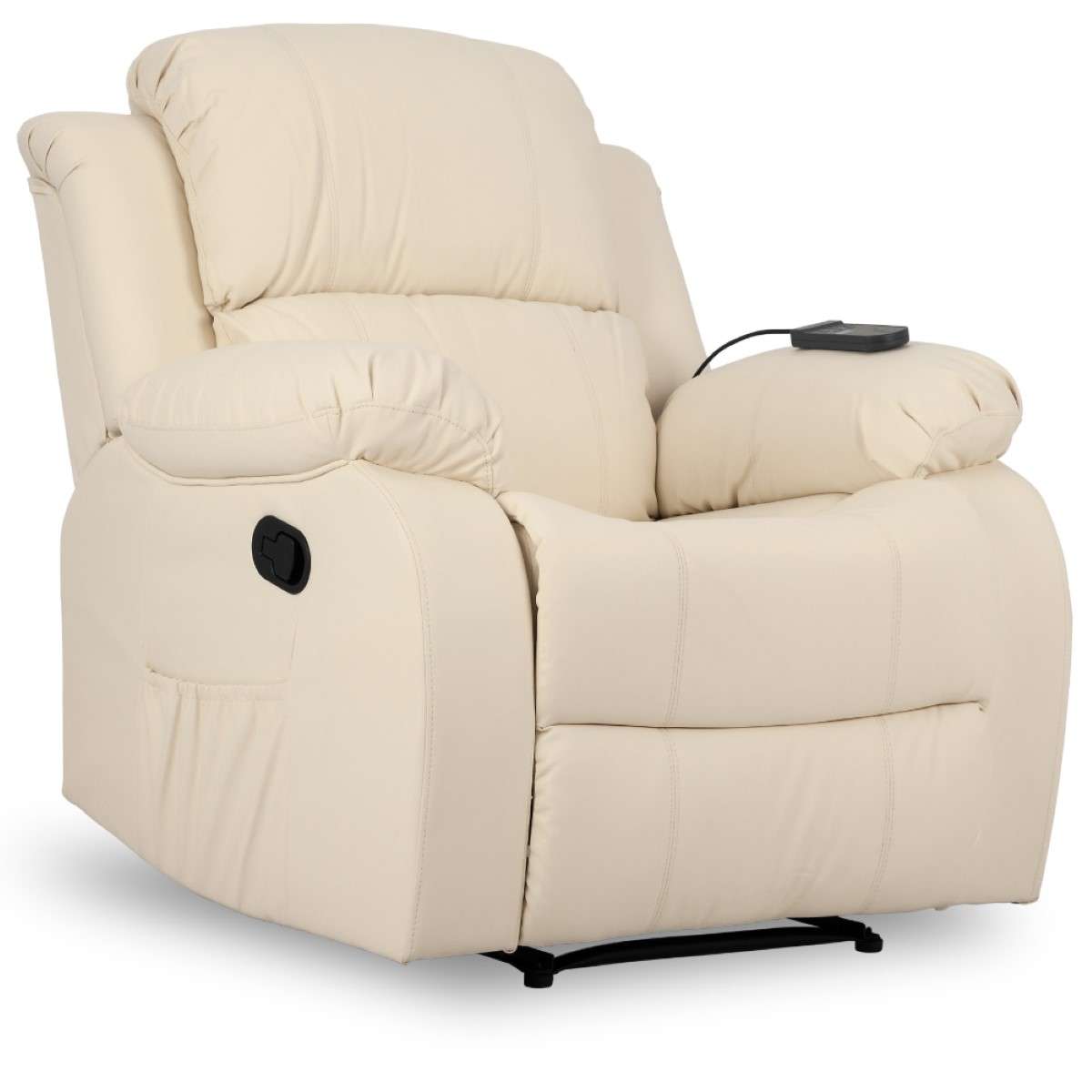 Nalui Sillón Relax Trevi Reclinable 160º, 8 Motores Silenciosos, Calor Lumbar, 4 Zonas De Masaje Y Pu Anti-Cuarteo Beig Bege
