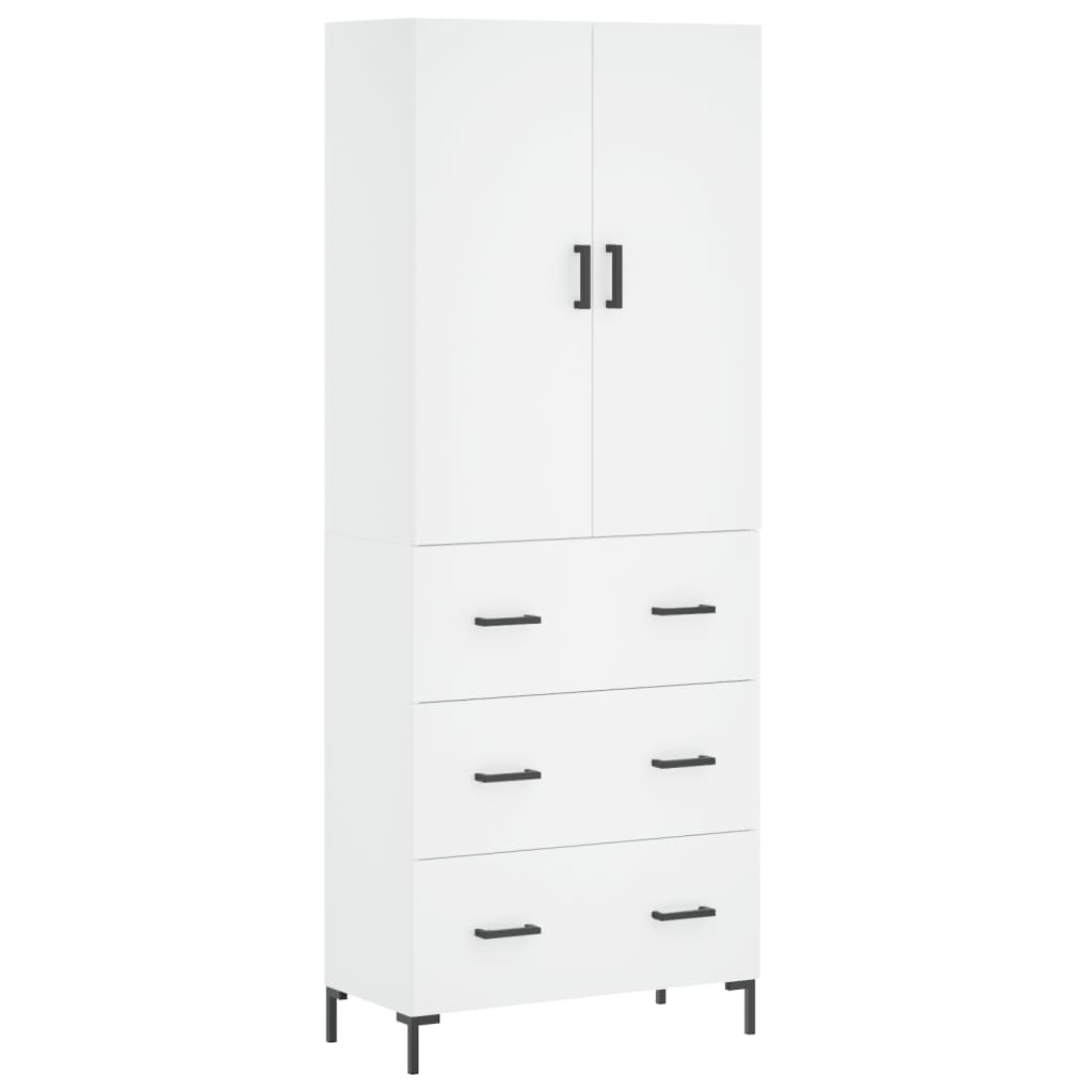 Armário alto - bufete - móvel de apoio 69,5x34x180 cm derivados de madeira branco pt654
