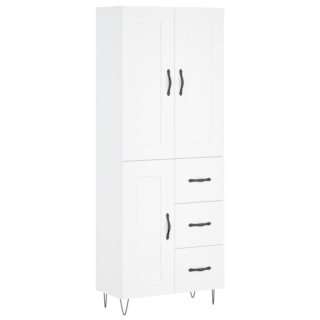 Armário alto - bufete - móvel de apoio 69,5x34x180 cm derivados de madeira branco pt740