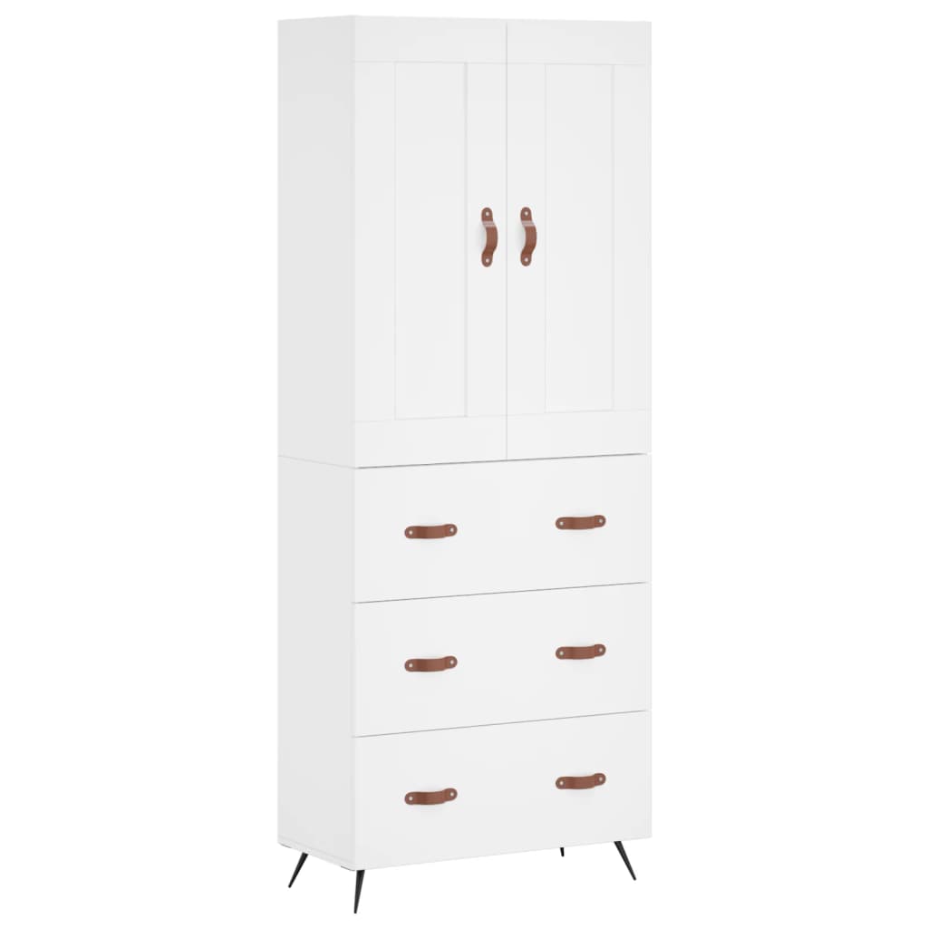 Armário alto - bufete - móvel de apoio 69,5x34x180 cm derivados de madeira branco pt719