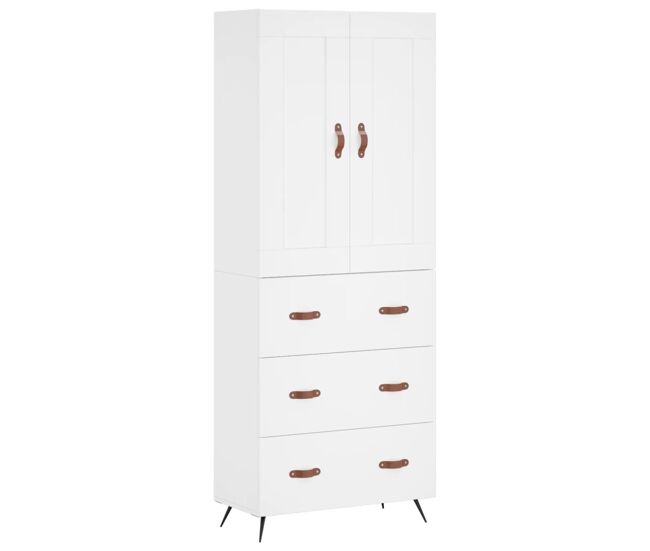 Armário alto - bufete - móvel de apoio 69,5x34x180 cm derivados de madeira branco pt719