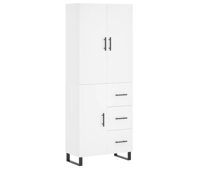 Armário alto - bufete - móvel de apoio 69,5x34x180 cm derivados de madeira branco pt659