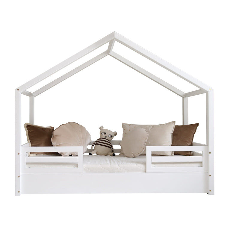 Cama cabana 90x190 barreiras e base incluída pés 1 cm lucile branco