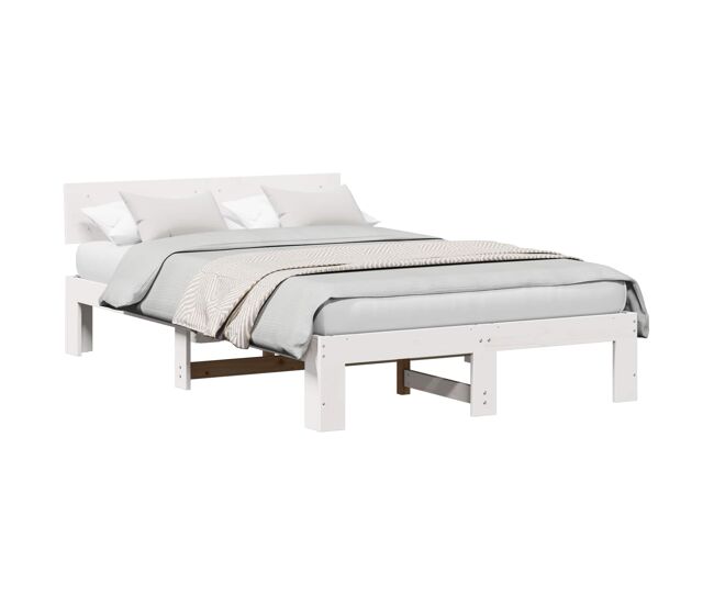 Estrutura da cama de casal simple com cabeceira branco 135 x 190 cm