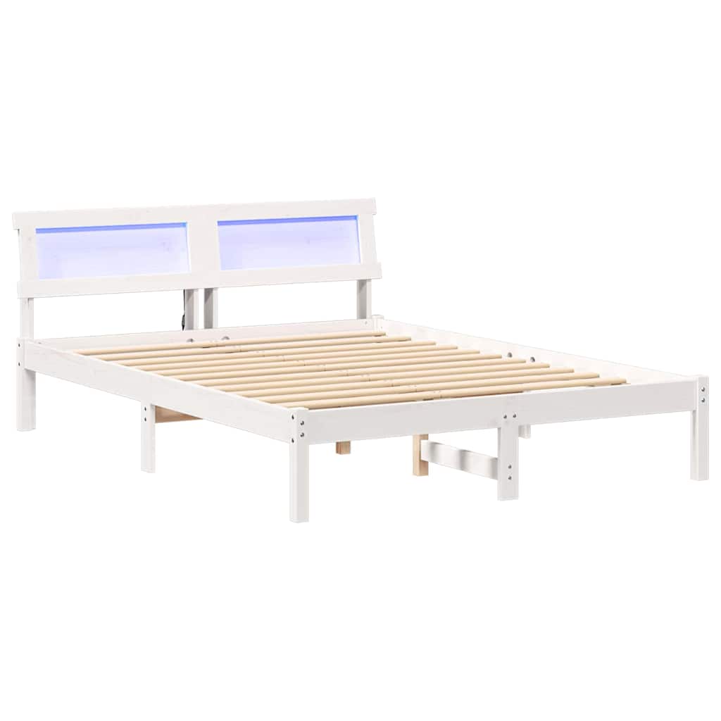 Estrutura da cama de casal simple com cabeceira branco 135 x 190 cm