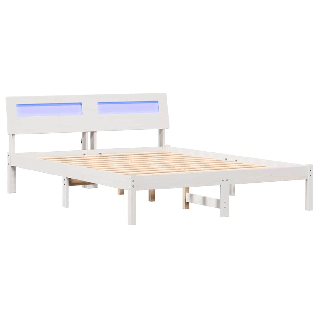 Estrutura da cama de casal simple com cabeceira branco 135 x 190 cm