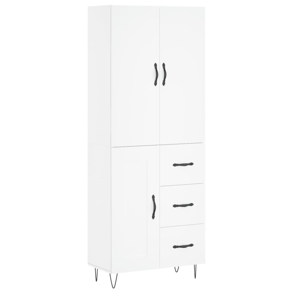 Armário alto - bufete - móvel de apoio 69,5x34x180 cm derivados de madeira branco pt673