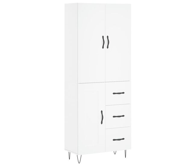 Armário alto - bufete - móvel de apoio 69,5x34x180 cm derivados de madeira branco pt673