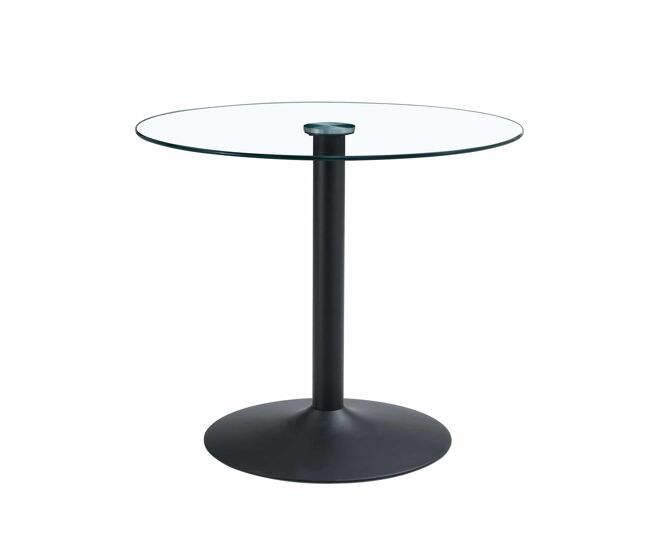 Mesa de varanda em vidro moderna e minimalista - 85 cm de diâmetro, 76 cm de altura - características de luxo - cor noire, transparente