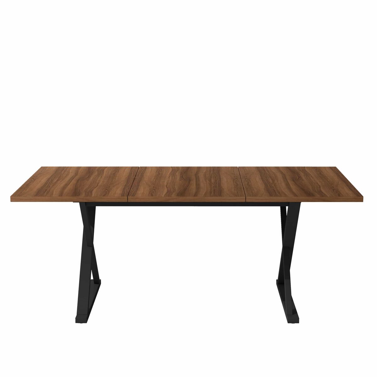 Mesa de jantar 180 x 90 x 75 cm - estilo moderno, robusta e resistente, pés em metal, para 6 a 8 pessoas - cor nogueira e preta