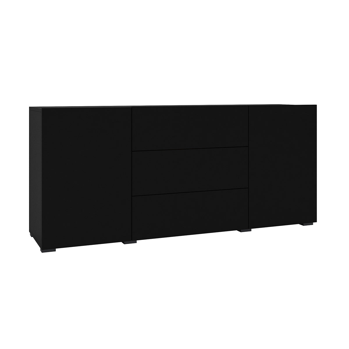 Glora preto aparador de 2 portas e 3 gavetas