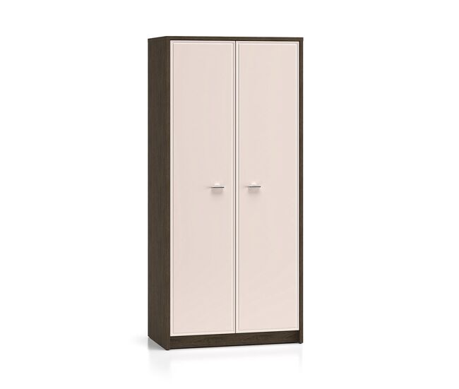 Roupeiro de 2 portas kaius em caxemira e madeira escura