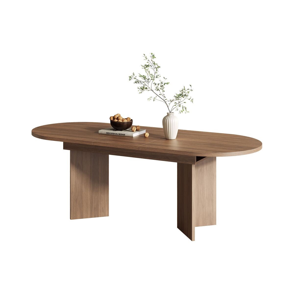 Mesa de jantar extensível 140/180x90 cm - cantos arredondados, tampo espesso - nogueira
