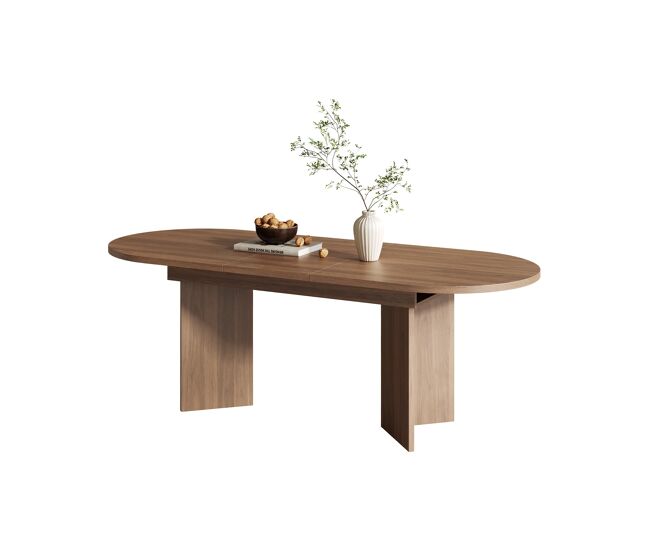 Mesa de jantar extensível 140/180x90 cm - cantos arredondados, tampo espesso - nogueira