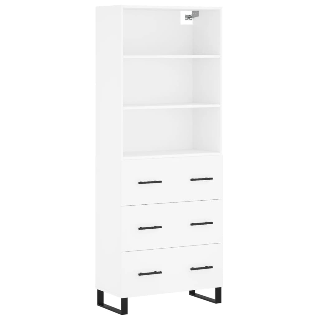 Armário alto - bufete - móvel de apoio 69,5x34x180 cm derivados de madeira branco pt632